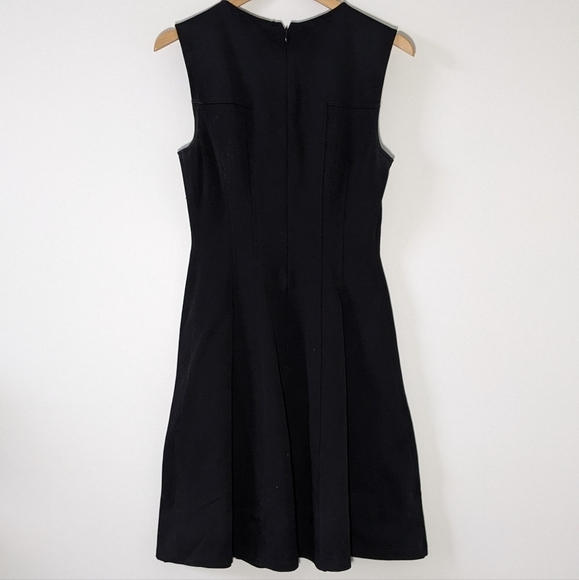 Theory Modern Tea Dress Fit Flare Highneck Black Summer Pique 2 Mini Size 6 - Picture 13 of 14